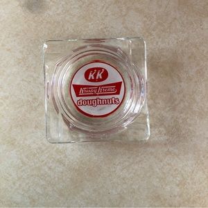 Vintage glass Kristy Kreme doughnuts ashtray.